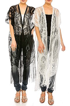 Pack of 12 Pieces Fringe Lace Cardigan Set LAHN022