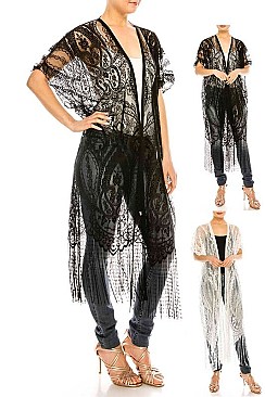 Pack of 12 Pieces Fringe Lace Cardigan Set LAHN022