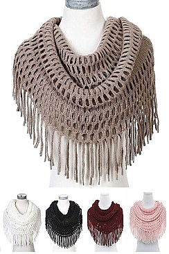 Pack of 12 Fashion Loose Knit Fringe Infinity Scarf