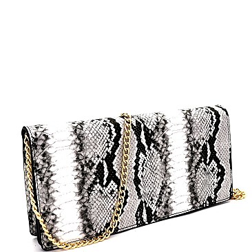 Snake Print Multi-Color Flap Clutch Shoulder Bag