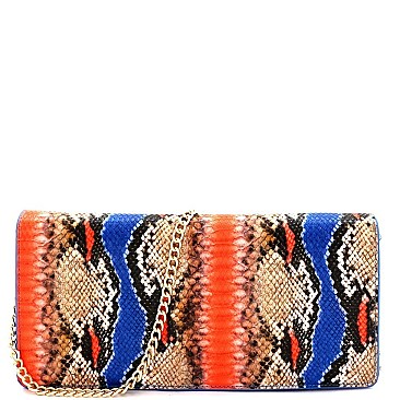 Snake Print Multi-Color Flap Clutch Shoulder Bag
