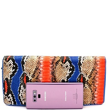 Snake Print Multi-Color Flap Clutch Shoulder Bag