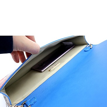 Snake Print Multi-Color Flap Clutch Shoulder Bag
