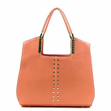 Braided Strap Handle Metal Frame Wholesale Satchel