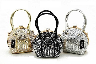 DOME SHAPED RHINESTONE SATCHEL