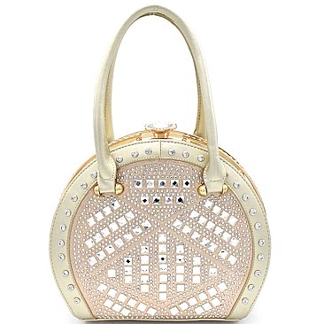 HY1820-LP Rhinestone Jewel-Top Round Frame Satchel