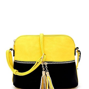 HY3031A-LP Two-Tone Front Pocket Tassel Accent Cross Body