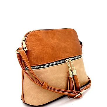 HY3031A-LP Two-Tone Front Pocket Tassel Accent Cross Body