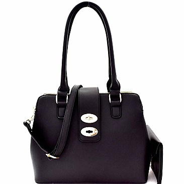 Turn-Lock Accent 2 in 1 Satchel Wristlet SET MH-HY4003S