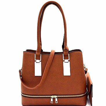 Zipper Accent 2 in 1 Classy Tote Value SET MH-HY4082S