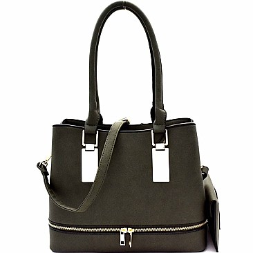 Zipper Accent 2 in 1 Classy Tote Value SET MH-HY4082S