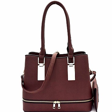 Zipper Accent 2 in 1 Classy Tote Value SET MH-HY4082S