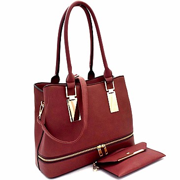 Zipper Accent 2 in 1 Classy Tote Value SET MH-HY4082S