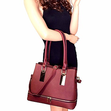 Zipper Accent 2 in 1 Classy Tote Value SET MH-HY4082S