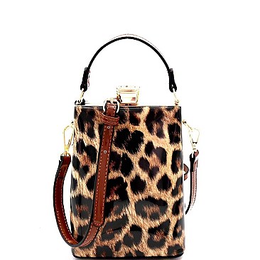 JEWEL TOP LEOPARD PRINT SATCHEL
