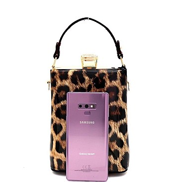 JEWEL TOP LEOPARD PRINT SATCHEL