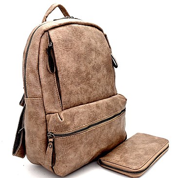 HY702-LP Multi Pocket Fashion Backpack Wallet SET