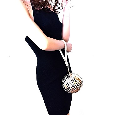 HZ6192 -LP Cutout Metal Layer Ball-Shaped Hard Case Clutch