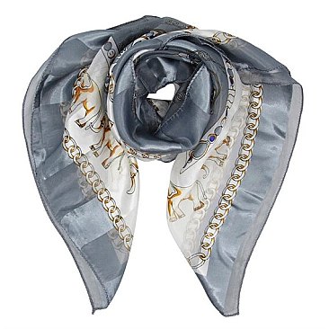 Elephant PRINT Multi-Colored Satin Scarf