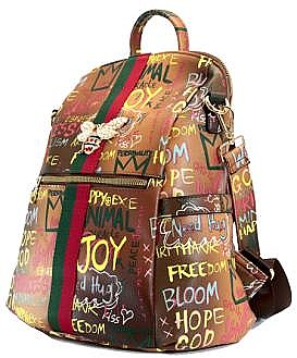 BEE STRIP ACCENT GRAFFITI  Fashion Backpack