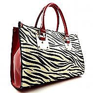 Zebra Print Patent Textured Tote - RESTOCKED