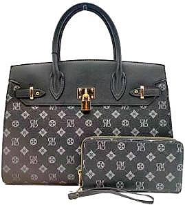 CM PADLOCK ACCENT MONOGRAM 2 IN 1 SATCHEL SET