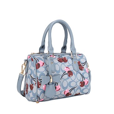 Oval Cherry Print Satchel