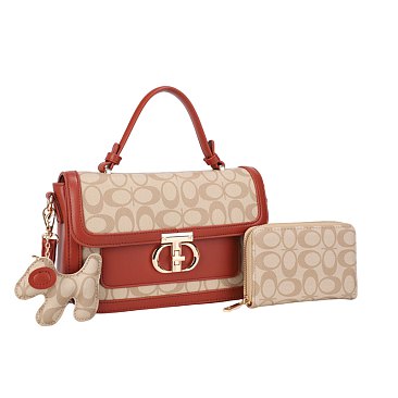 Monogram Satchel Set + KeyChain Charming & Wallet