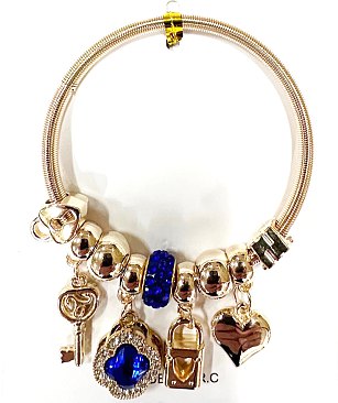 Pack of 12 -  Wholesale Rhinestone Charm Bracelet