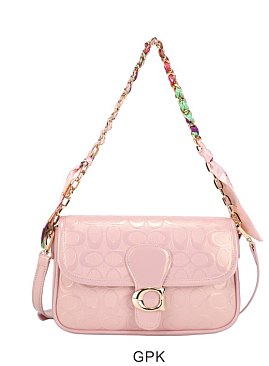 Oval Pattern Print Scarf with Chain Handle Crossbody Bag