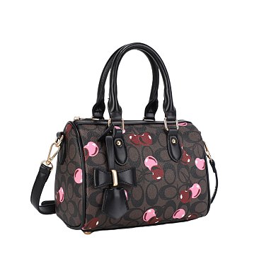Oval Cherry Print Satchel