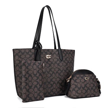 3-in-1 Oval Monogram Handbag / Crossbody Wallet Set