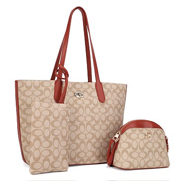 3-in-1 Oval Monogram Handbag / Crossbody Wallet Set