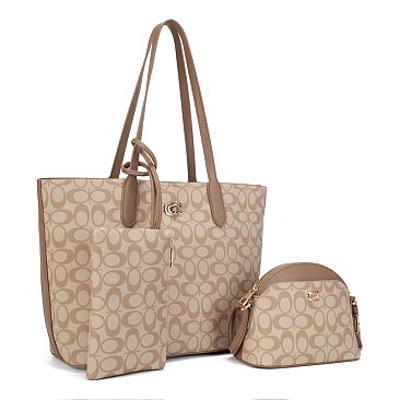3-in-1 Oval Monogram Handbag / Crossbody Wallet Set