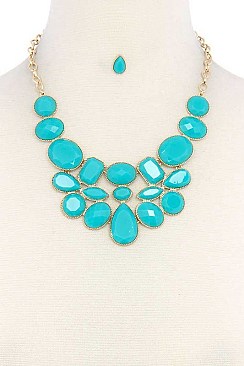 POSH GEOMETRIC BEADED STATEMENT NECKLACE JY-DN2710