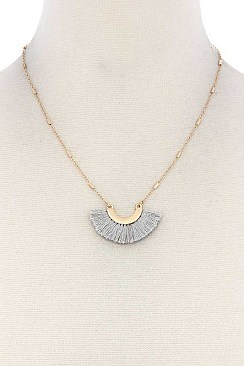 STYLISH FAN TASSELED PENDANT NECKLACE JY-A8N2143