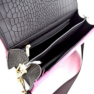 TIGER PATCH FELT-SUEDE FLAP SHOULDER BAG