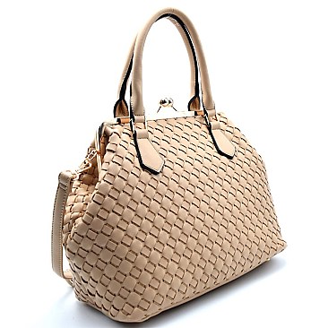 JA909-LP Kiss-Lock Frame Woven 2 Way Satchel