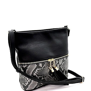 FRONT ZIPPER POCKET SNAKE PRINT CROSS BODY