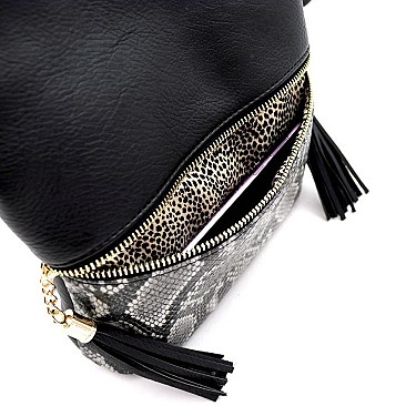 FRONT ZIPPER POCKET SNAKE PRINT CROSS BODY