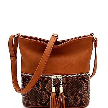 FRONT ZIPPER POCKET SNAKE PRINT CROSS BODY