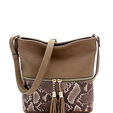 FRONT ZIPPER POCKET SNAKE PRINT CROSS BODY