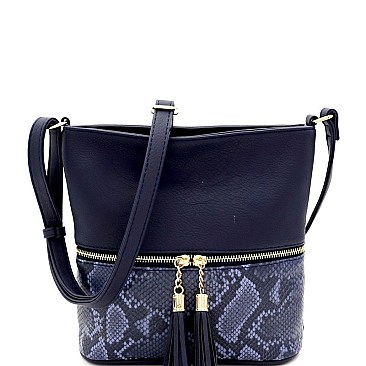 FRONT ZIPPER POCKET SNAKE PRINT CROSS BODY