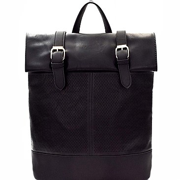 Perforated Buckle Accent Roll-Up Flap Backpack MH-JN0002