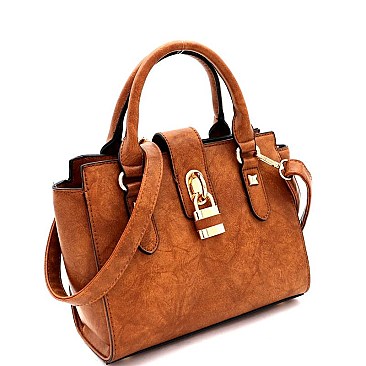 Medium Wing Padlock Accent 2-Way Satchel