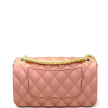 2 Way Quilted Matte Jelly Turn-Lock Shoulder Bag