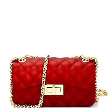 JP067-LP Quilted Matte Jelly Small 2 Way Shoulder Bag