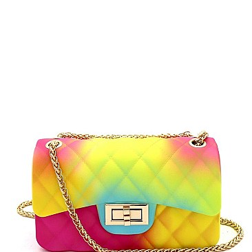 Small 2 Way Quilted Matte Jelly Shoulder Bag