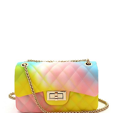 Small 2 Way Quilted Matte Jelly Shoulder Bag