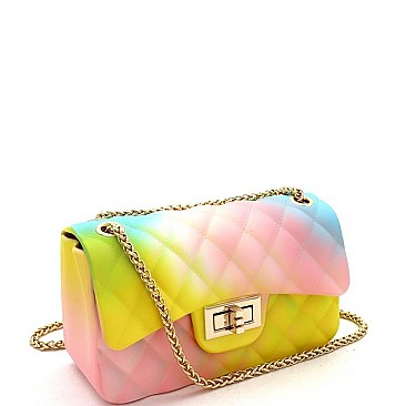 Small 2 Way Quilted Matte Jelly Shoulder Bag